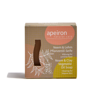 apeiron Pflanzenöl-Seife Neem & Lehm 100g - Klärung für unreine Haut